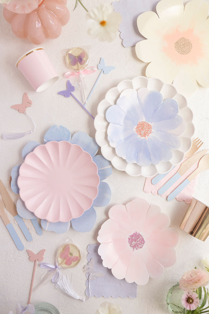 Pastel colored party supplies.