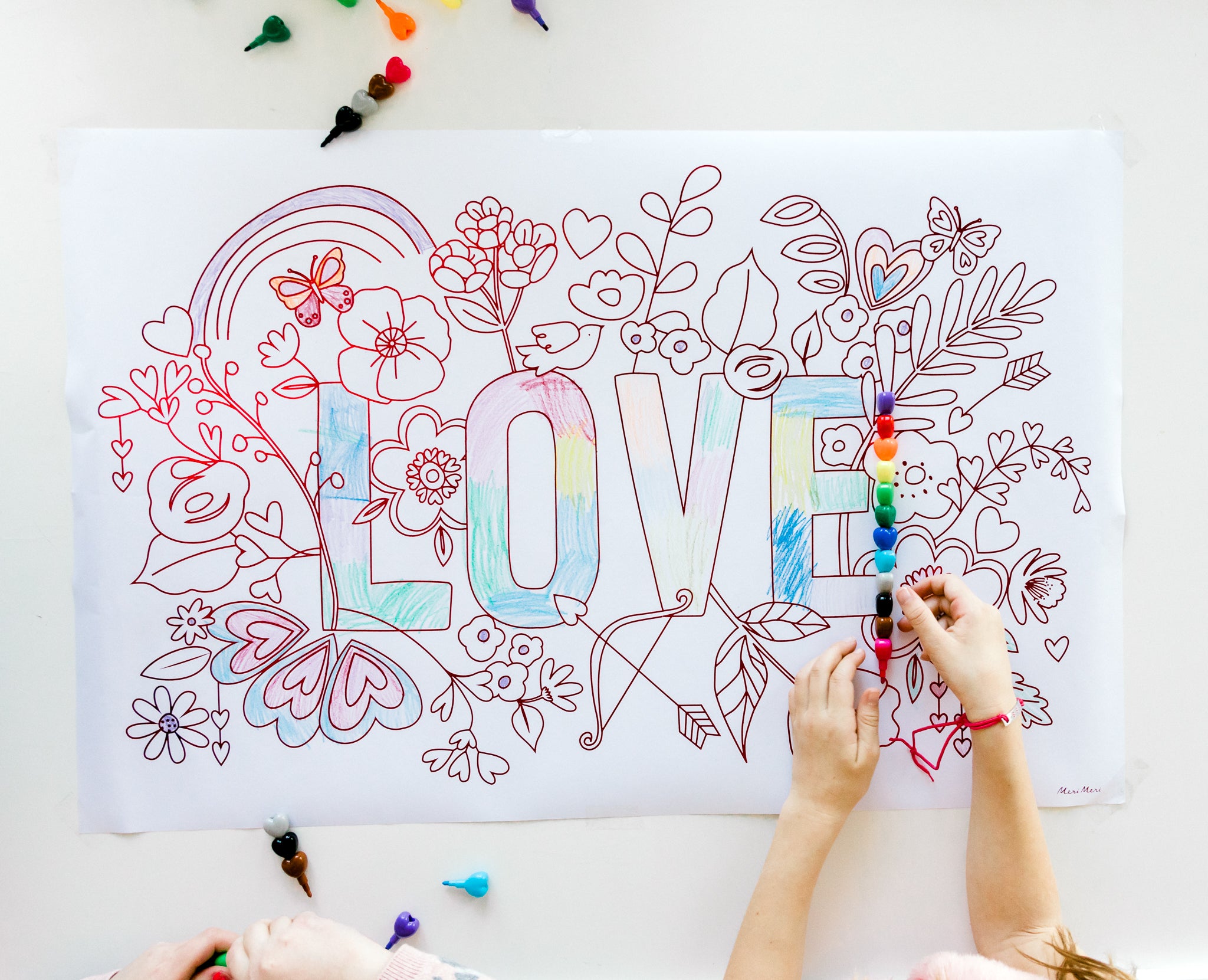 Valentine's Day coloring pages and heart crayons