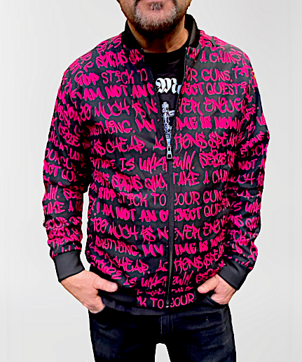 Mens Bomber Jacket Lightweight Graffiti Slogans Jackes for Men