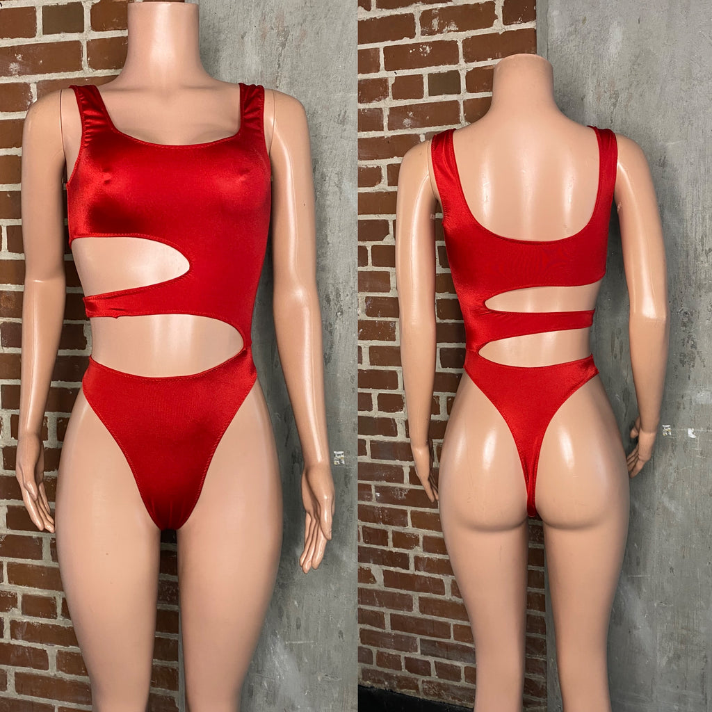 Cutout bodysuit with thong back. Bartender/waitress/bottle girl