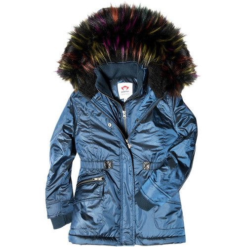 girls puffer jacket with fur hood