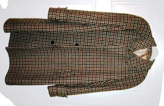 Men's vintage dogtooth check wool overcoat