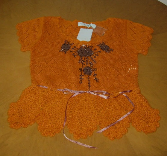 burnt orange crochet top