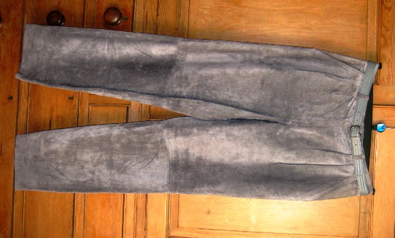 grey suede trousers