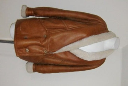 80s vintage tan leather sheepskin jacket