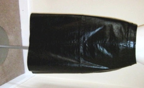 high sheen leather skirt