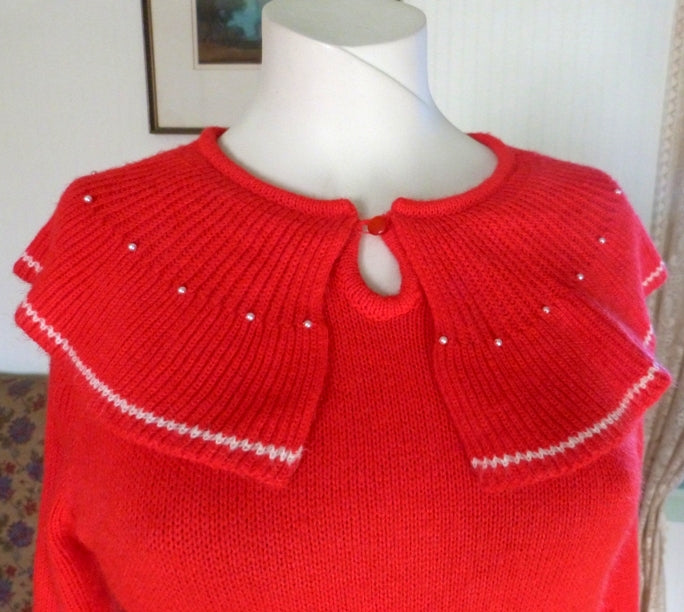 vintage red jumper with pilgrim collar