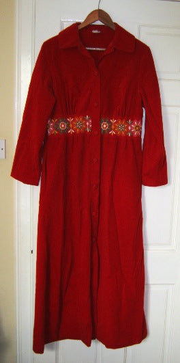 red velveteen dressing gown