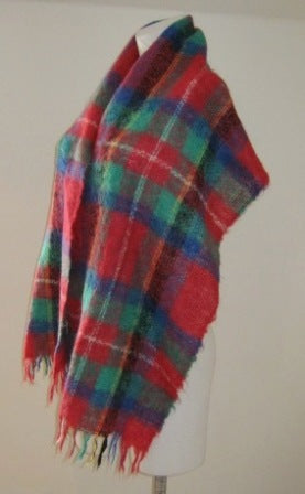 Vintage mohair plaid shawl