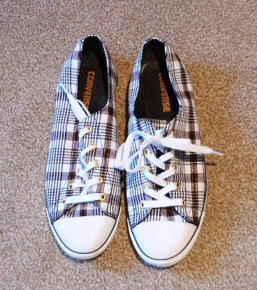 black and white check Converse