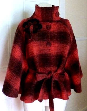 Per Una plaid cape with corsage