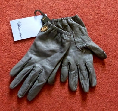 Blumarine grey leather gloves