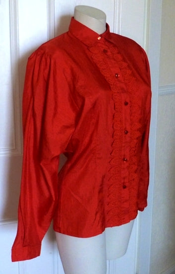 80s vintage red feminella blouse