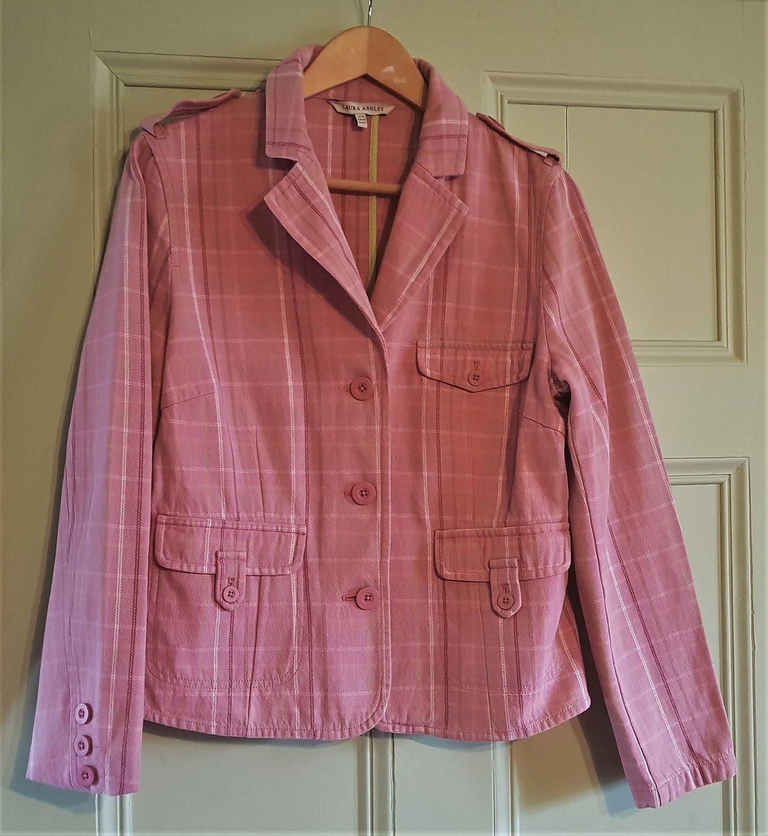 Laura Ashley pink check casual jacket – The Frockery