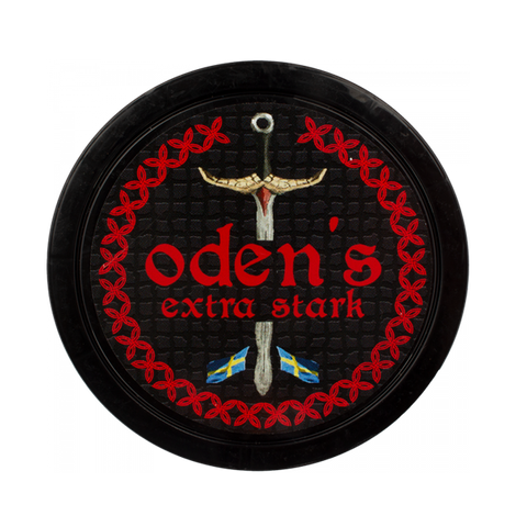 Tin of Oden's extra stark loose snus