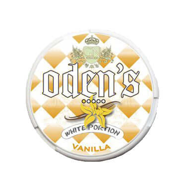 A tin of Oden's Vanilla snus
