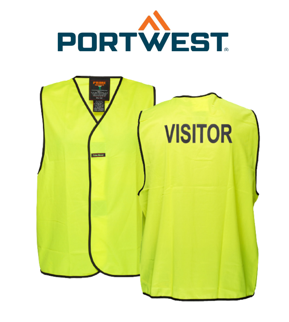 Vest – Polyester TRAFFIC CONTROLLER Print Prime Mover Zip Front Taped HI  VIS D/N