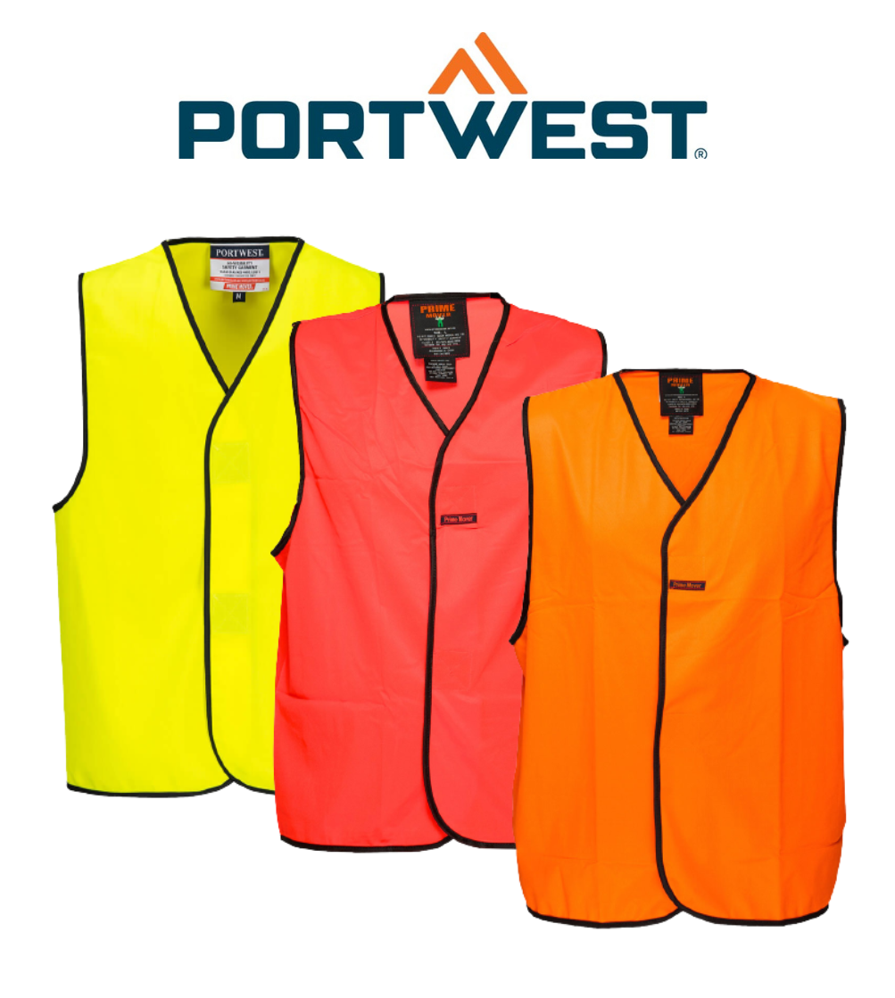 Vest – Polyester TRAFFIC CONTROLLER Print Prime Mover Zip Front Taped HI  VIS D/N