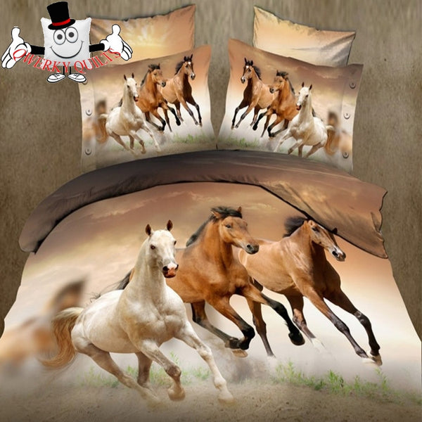 ... about 3D Bedding Store White Brown Horse Bedding and Quilt Cover Sets