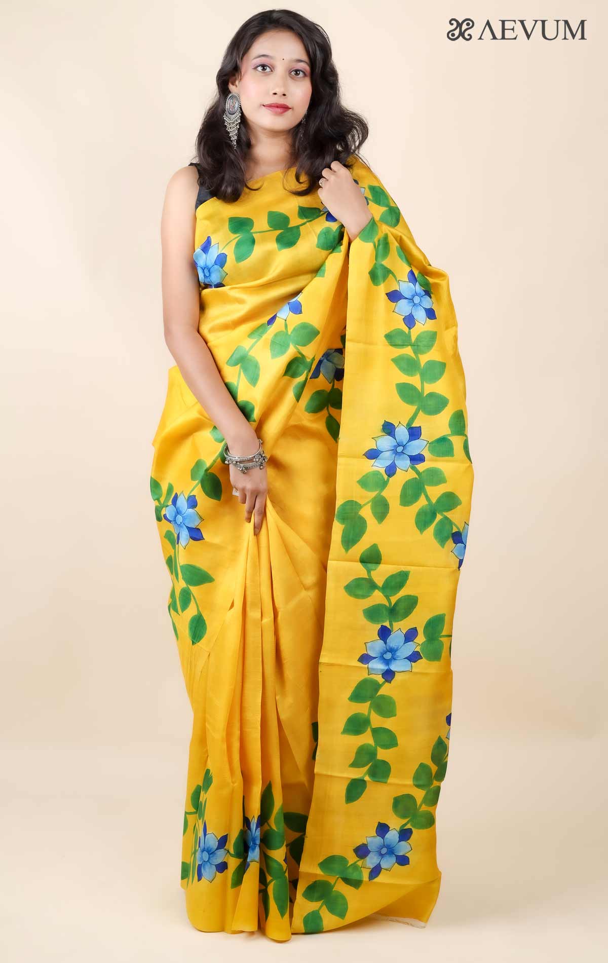 Bageecha Cotton Yellow Saree