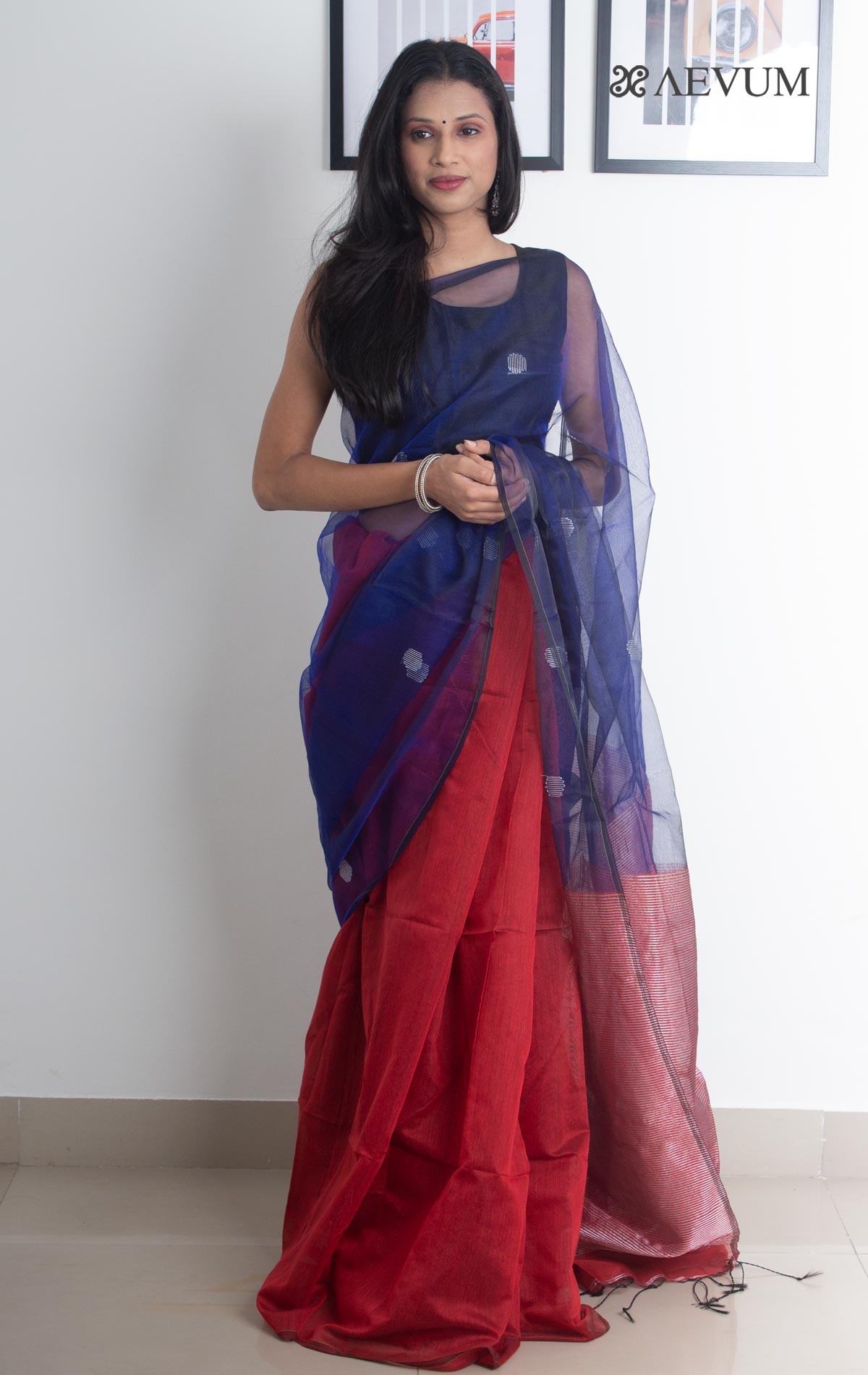 Marine Blue half matka muslin saree – Silk Ethnics