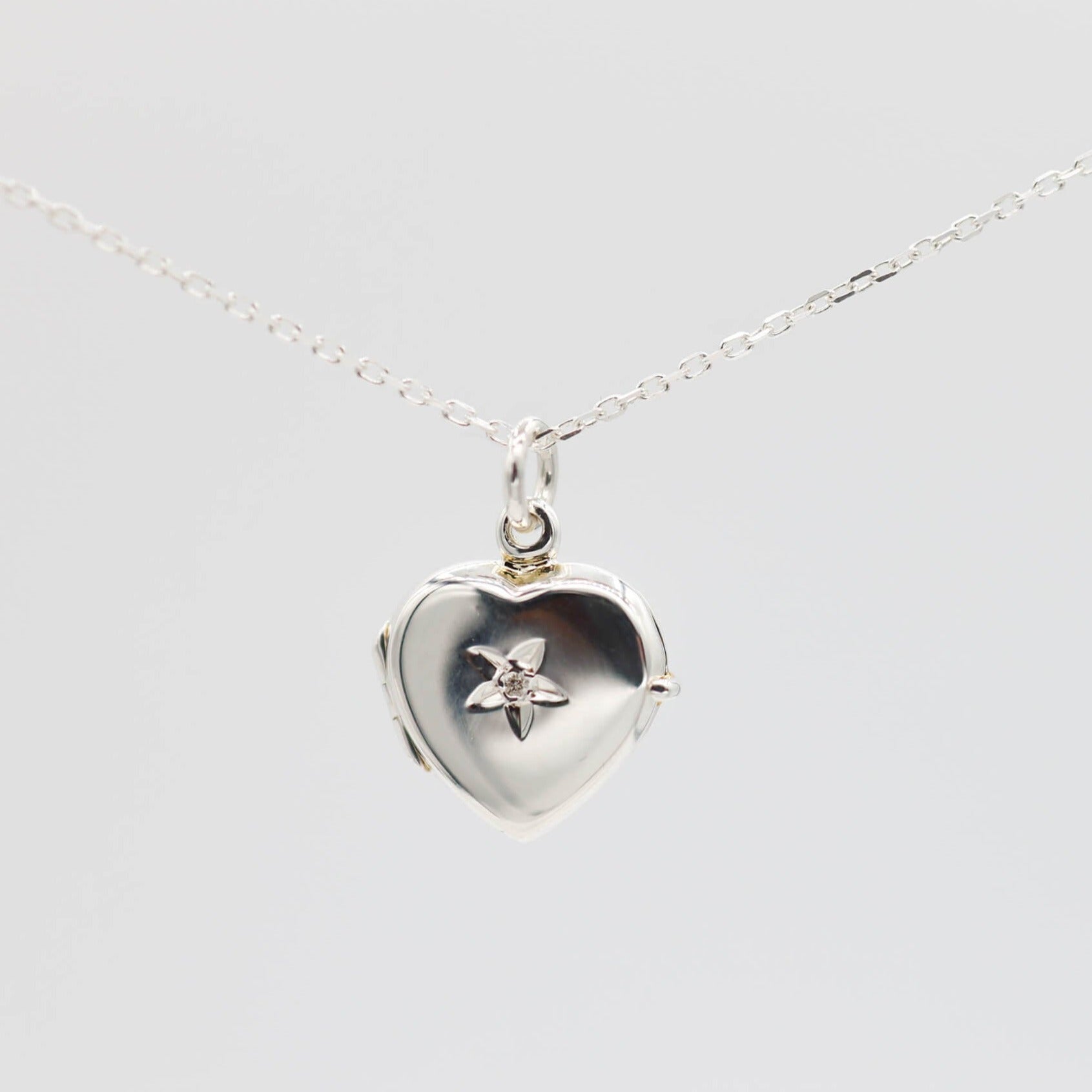Heart shaped locket, Sterling Silver with White Diamond inset |Comes  complete with photos inserted, silver chain and gift box | Anna | The  Locket Shop