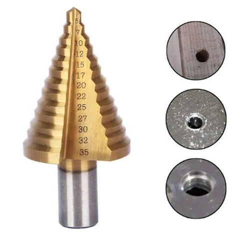 5-35mm HSS Titanium Step Cone Drill Bit High Speed Steel Wood Hole Cutter