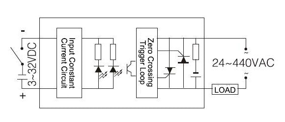 industrial Solid State Relay SSR-120DA Wiring Diagram
