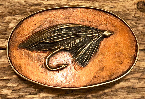 Salmon Fly Bronze Belt Buckle