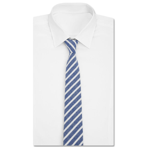 Blue + White Stripes Tie - Weekend Casual