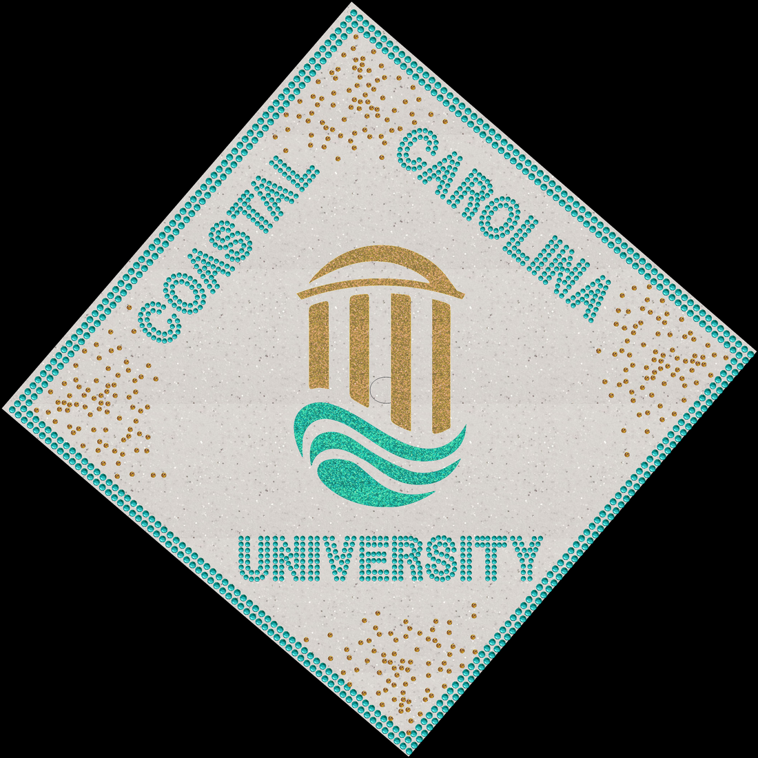 College Logo Rhinestone Graduation Cap Coastal Carolina