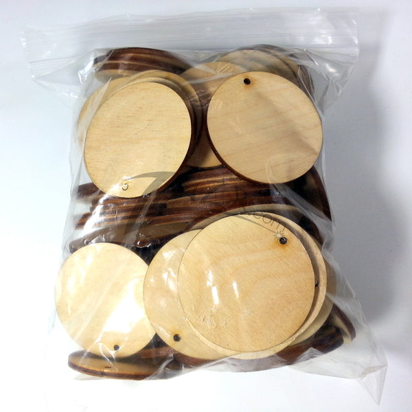 2"x1/8" Wooden Circle 1-KeyChain Hole Disc Tag Family ...