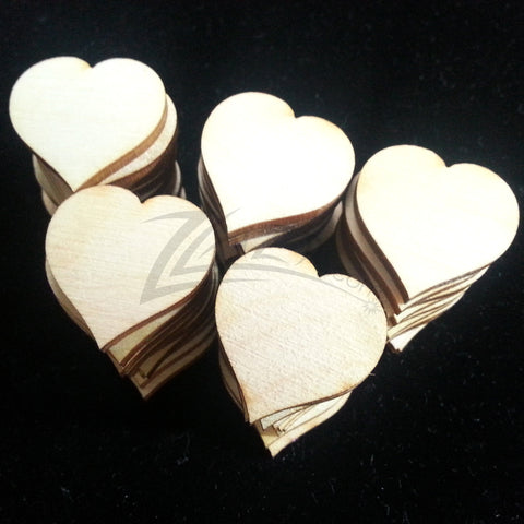 flat wooden hearts