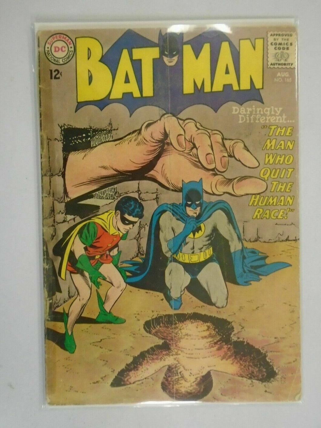 Batman #165 2.0 GD cover detached at one staple, tape on spine (1964)