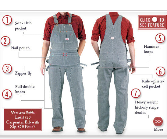 #73 Stripe Carpenter Overall DISCONTINUED (Replaced by #730 Stripe Carpenter Overall with Zip-Off Pouch)