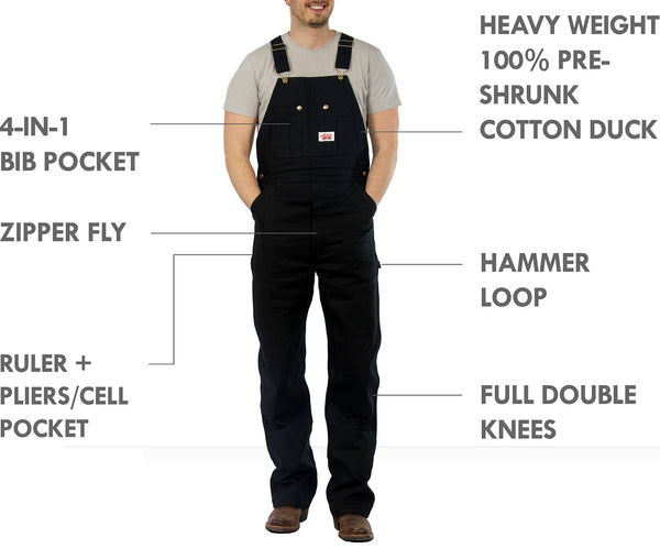 #383 American Made Black Duck Bib Overalls Made in USA Heavy Duty ...