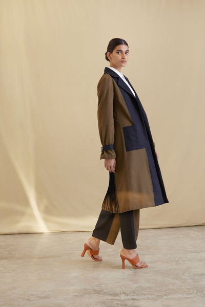 Colour-blocked Long coat – Bodice Studio International