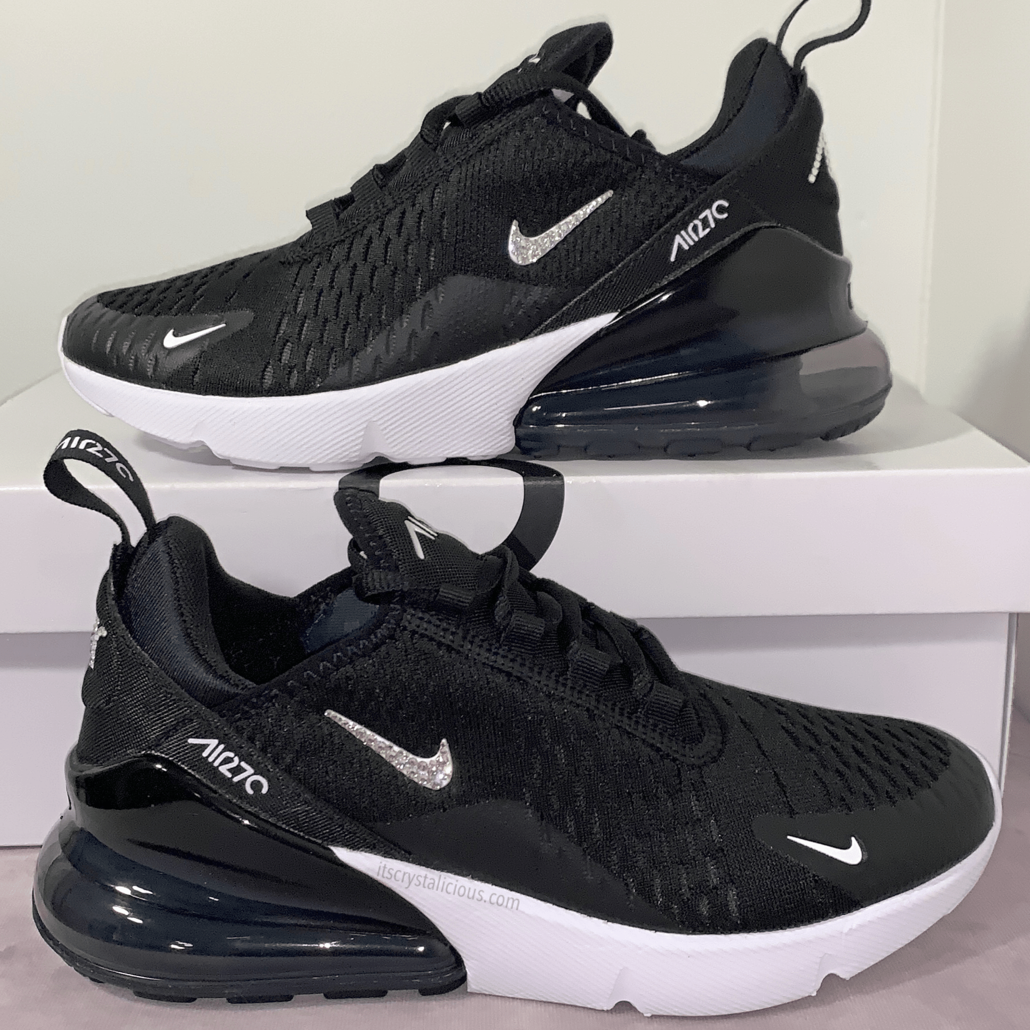 black nike air max with white tick
