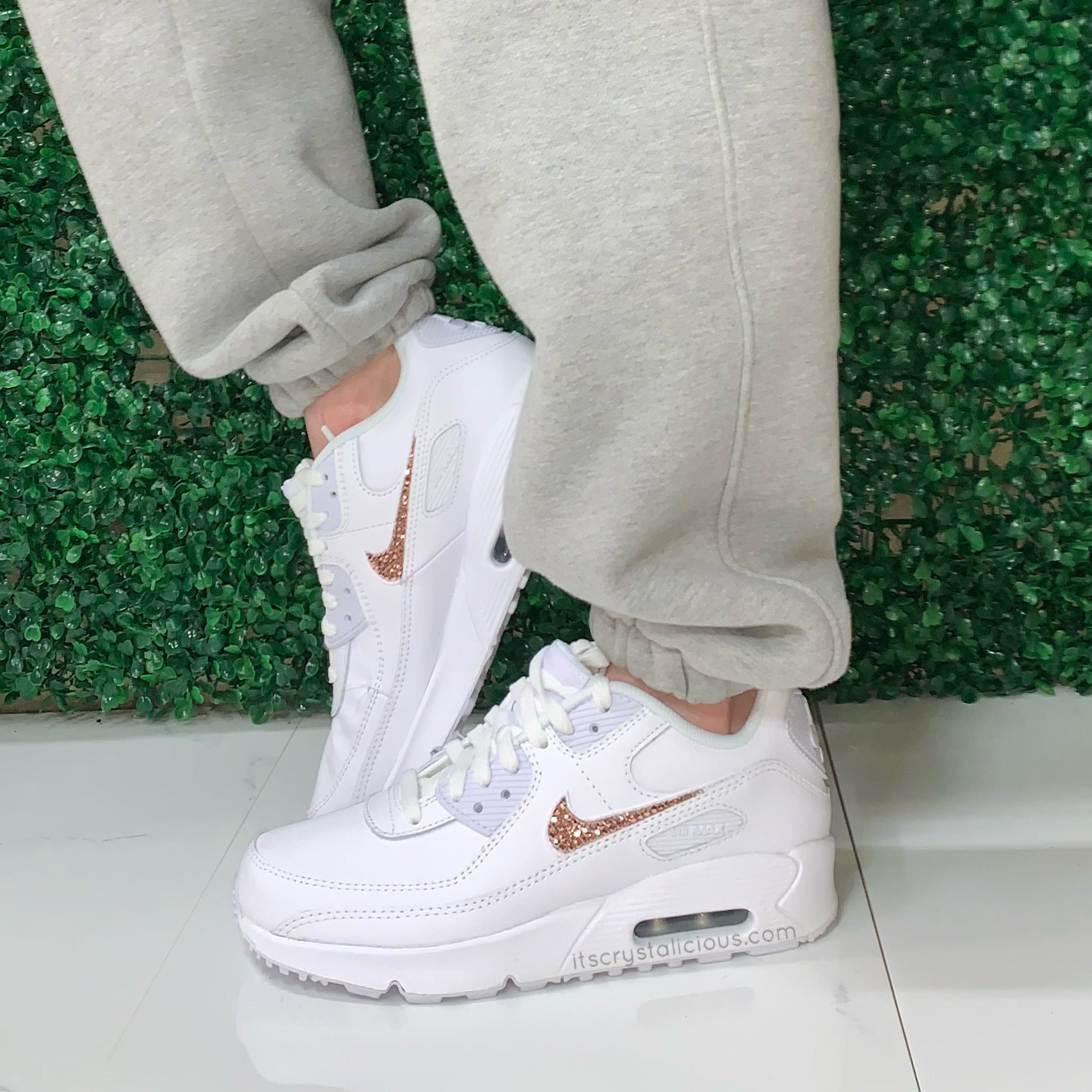 white and rose gold nike air max