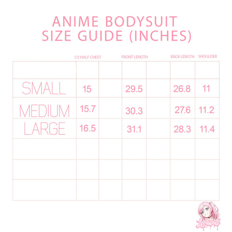 Größentabelle für Anime-Bodysuits
