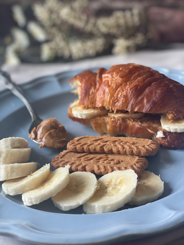 vegan croissant with biscoff cookie butter and banana