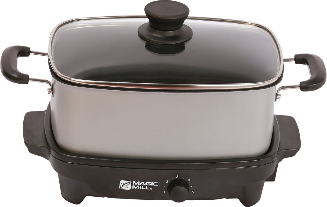 Magic Mill MSC841 Deluxe 8Qt Slow Cooker Crock Pot with Flat Glass Cover,  Cool Touch Handles, 7 Settings CROCKPOT
