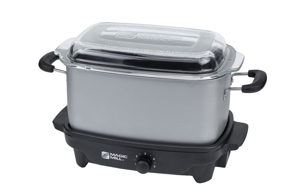 MAGIC MILL 6 QT 220V GRAY SLOW COOKER WITH FLAT GLASS COVER AND