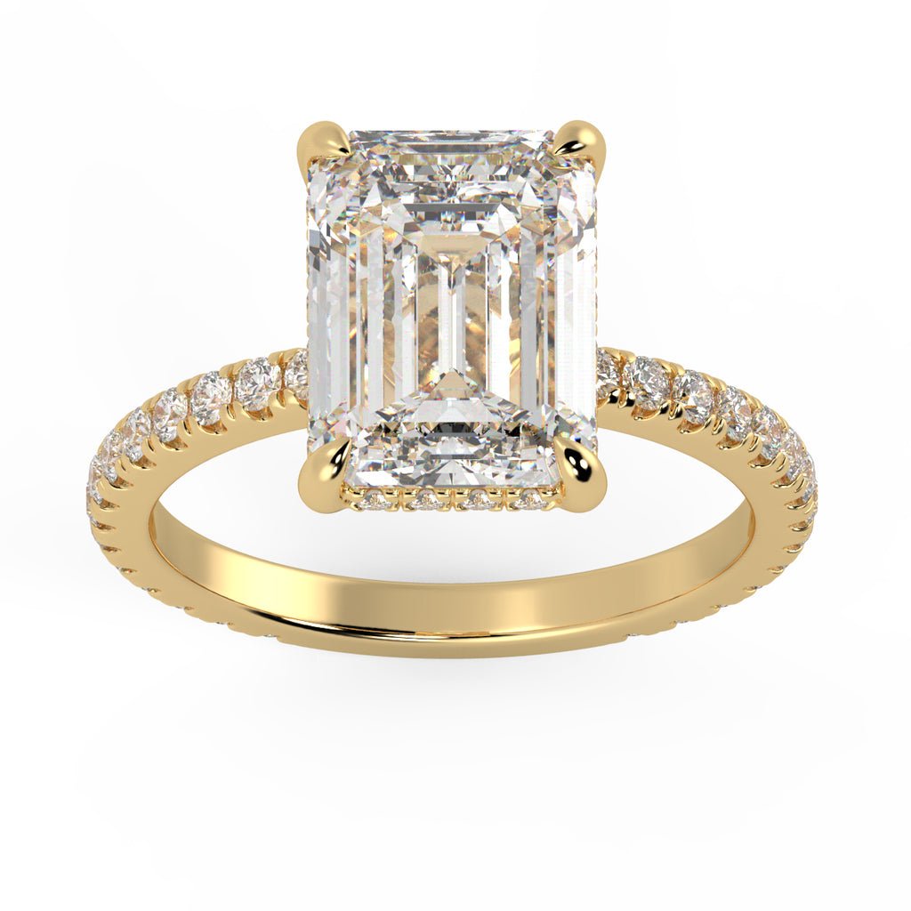 Emerald Cut Diamond Pave Engagement Ring - Purediamond