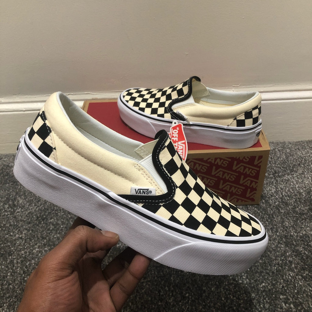 vans slip on platform checkerboard