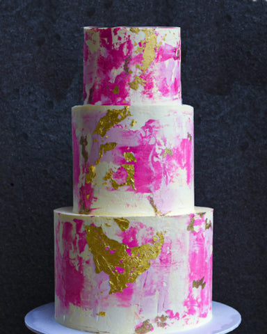 Three Tier Pink Watercolour cake 