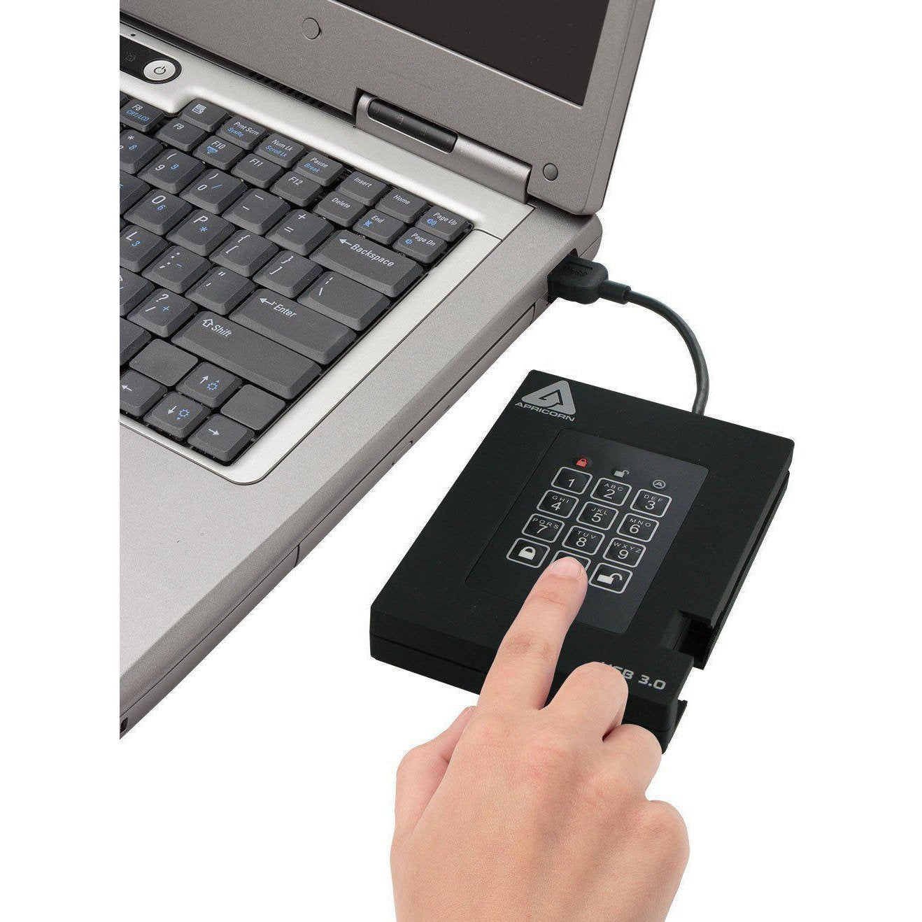 Apricorn Aegis Padlock Fortress FIPS 140-2 Level 2 Validated 256-bit Encrypted USB 3.0 Hard Drive with PIN Access, 1 TB
