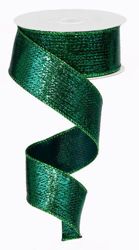 Emerald green with fuzzy edge wired ribbon, 1.5”