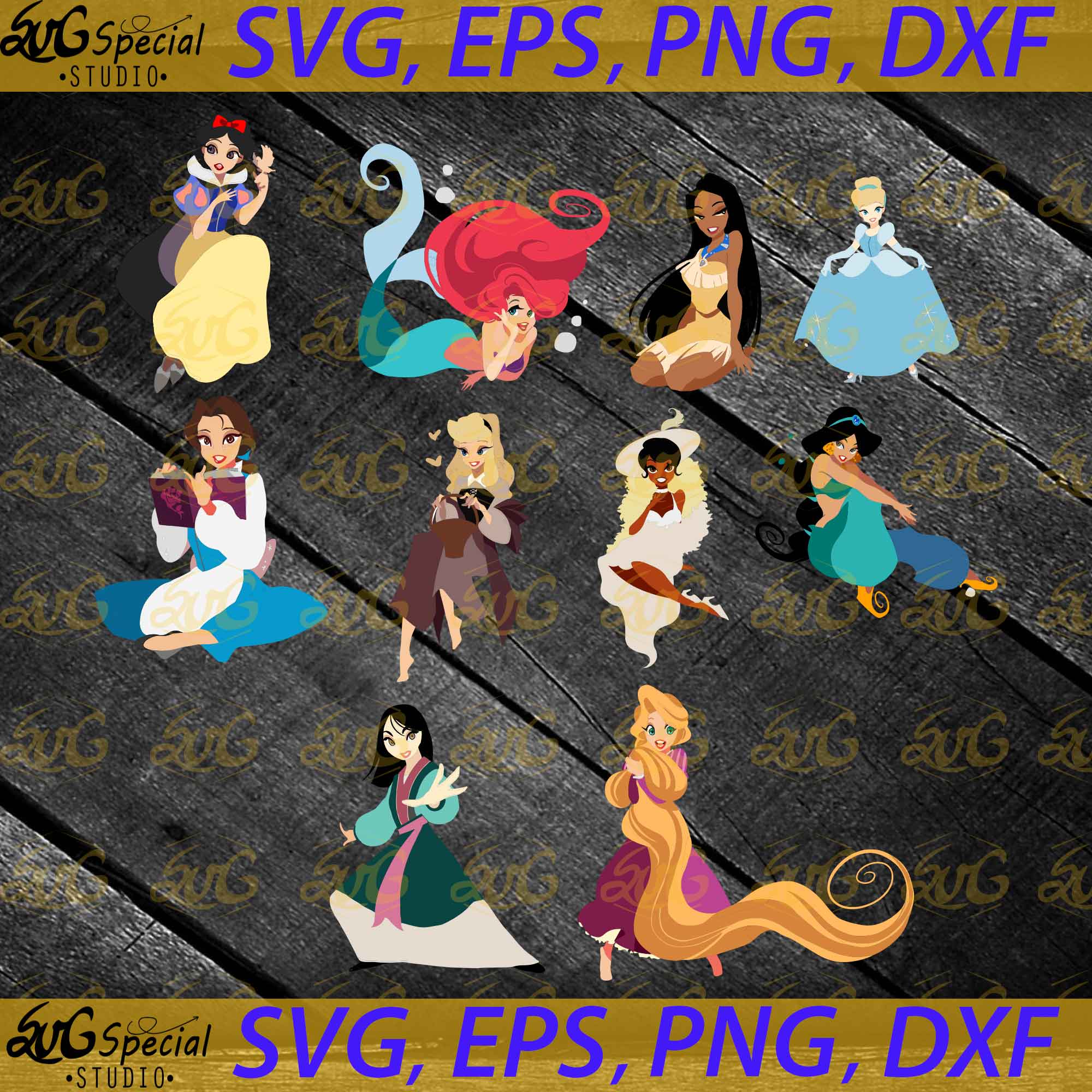 Download Disney Princess Svg Bundle Cricut File Cinderella Svg Jasmine Svg Svgspecial