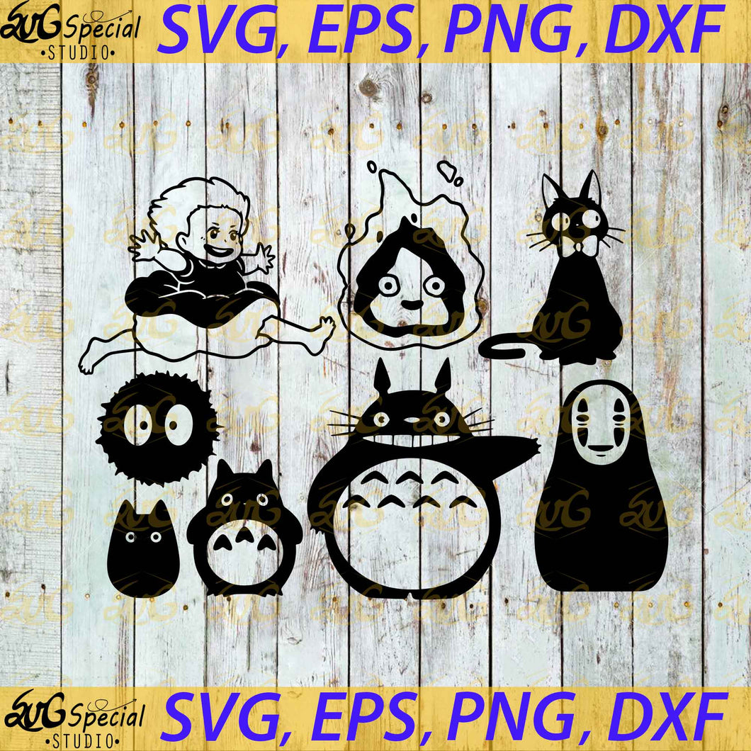 Download Ponyo Calcifer Jiji Totoro No Face Inspired Cut Files Cartoon Des Svgspecial